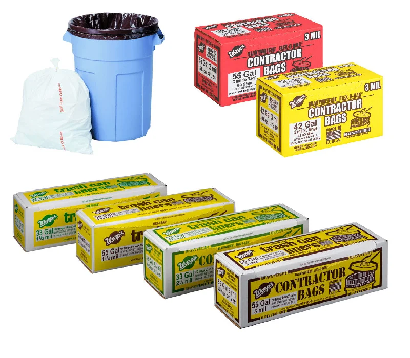 ---Warp Brothers Flex-O-Bag® Trash Can Liners And Contractor Bags 36" x 56" 55 Gal