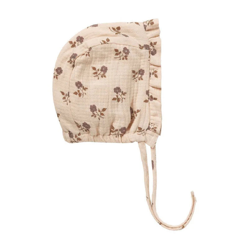 ---Quincy Mae Fig Flora Woven Ruffle Bonnet