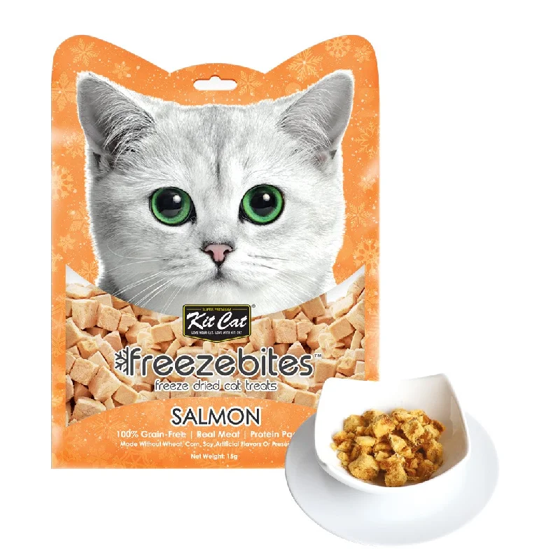 4. **Price and Purchasing**  Kit Cat Freeze Bites Cat Treats - Salmon (15g)