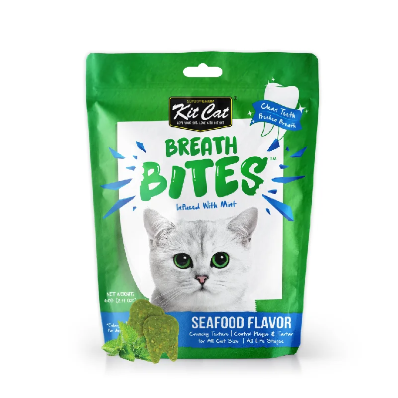 1. **Functional Cat Food**  Kit Cat Breath Bites Dental Cat Treats - Seafood (60g)