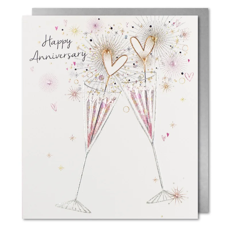 - ​​Christmas pet Christmas clothingPaperlink Happy Anniversary Card Champagne Glasses Greeting Card