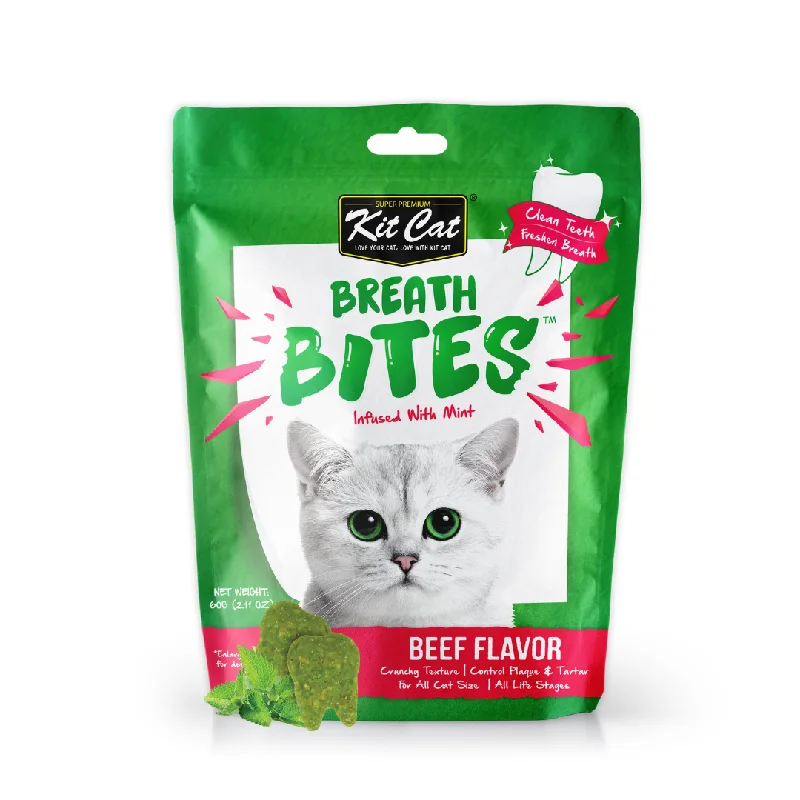    - Cat food for picky eaters  Kit Cat Breath Bites Dental Cat Treats - Beef (60g)