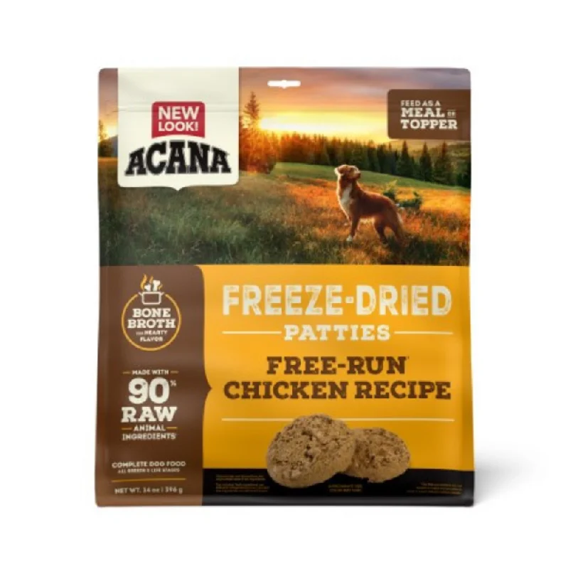 Dog FoodACANA Freeze Dried Dog Food and Topper Grain Free High Protein Fresh and Raw Animal Ingredients FreeRun Chicken Recipe Patties