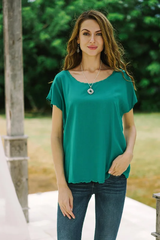 Pet ProductsTimeless Tee in Green Green Short-Sleeved Rayon Blouse