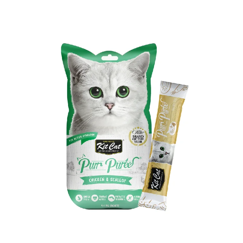 6. **Special Needs**  Kit Cat Purr Puree Liquid Cat Treats - Chicken & Scallop (4x15g)