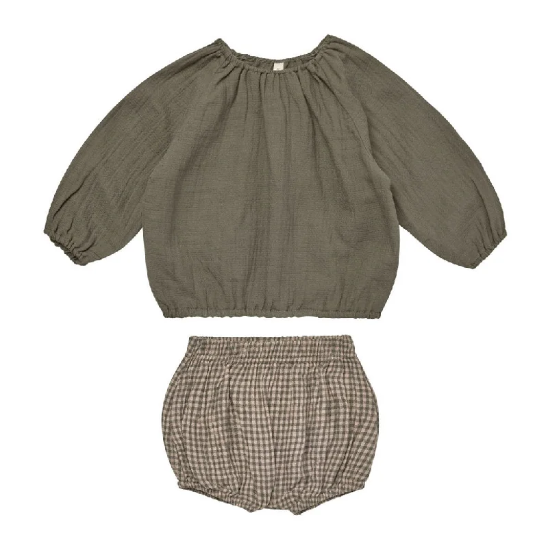 ---Quincy Mae Forest Cinch Long Sleeve Tee + Bloomer