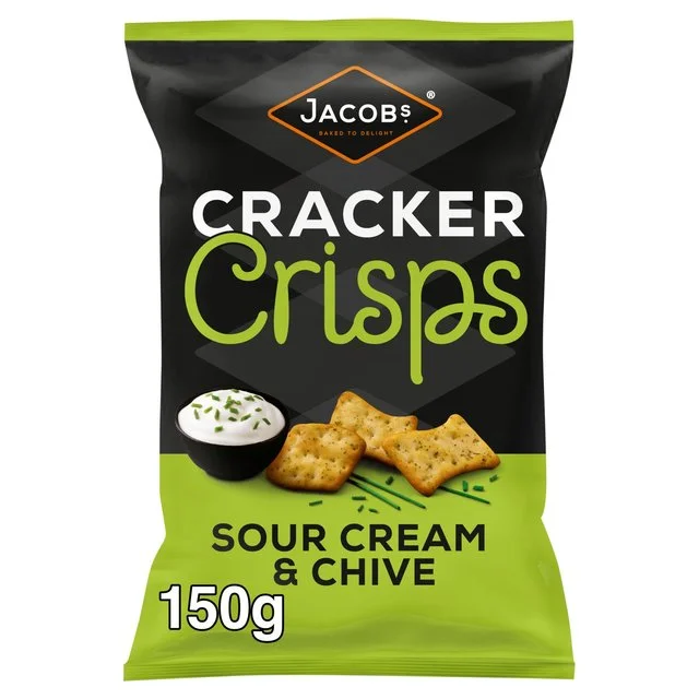 - Degradable pet feces bagJacob's Cracker Crisps Sour Cream & Chive Snacks Sharing Bag   150g