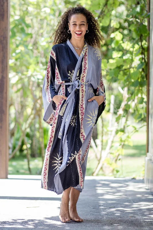 - Automatic induction pet water dispenserChakra Burst Belted Batik Rayon Robe from Bali