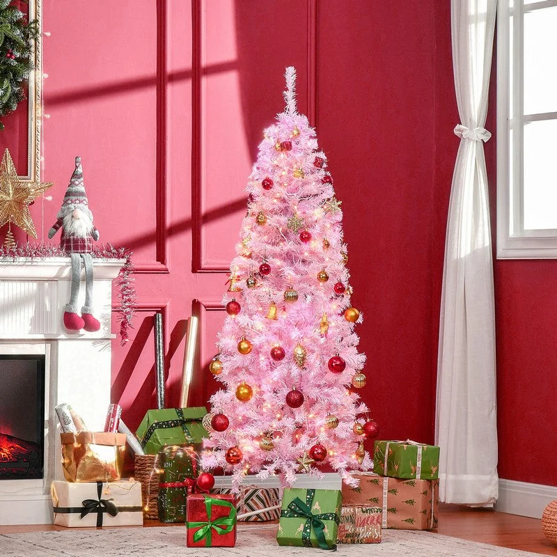 - ​​Christmas pet Christmas clothing7 Foot Prelit Christmas Tree Artificial - Pink with LED Lights Warm White 818 Tips