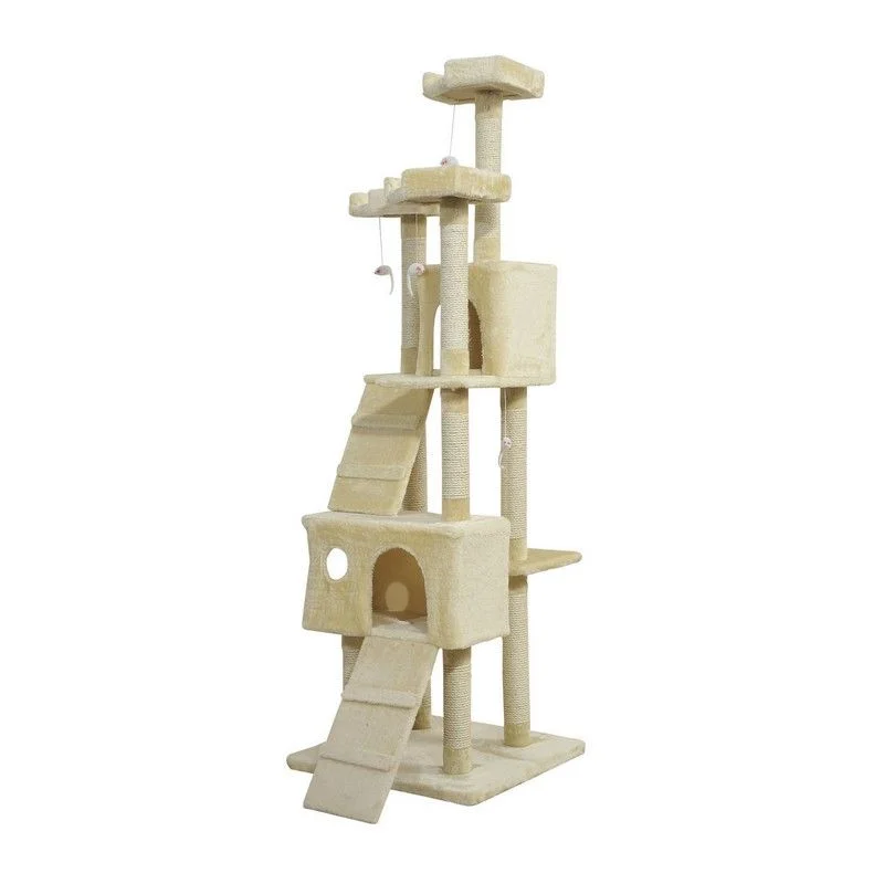 - Cat hair ball removal and hair removal creamPawHut Cat Tree Scratching Post 27L27W28.5H cm-Beige