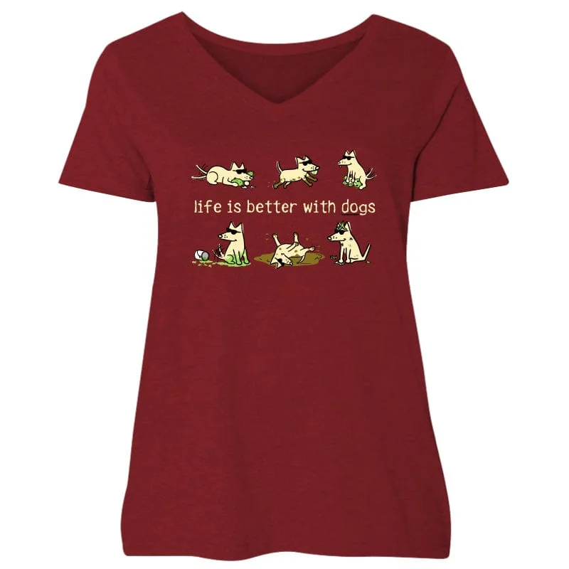 - Pet fence foldable indoorLife Is Better With Dogs - Ladies Plus V-Neck Tee