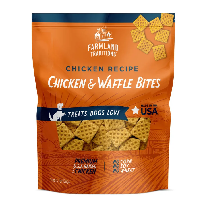 - Natural ingredient dog foodFarmland Traditions Simple Snacks Chicken & Waffle Bites Dog Treats/16 oz