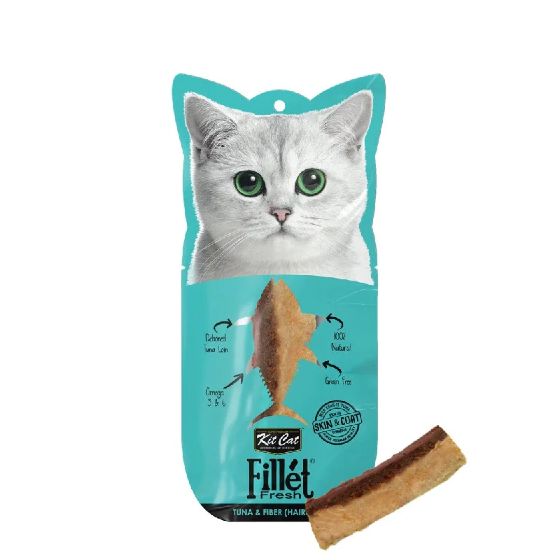    - High-protein cat food  Kit Cat Fillet Fresh Cat Treats - Tuna & Fiber (Hairball Control) (30g)