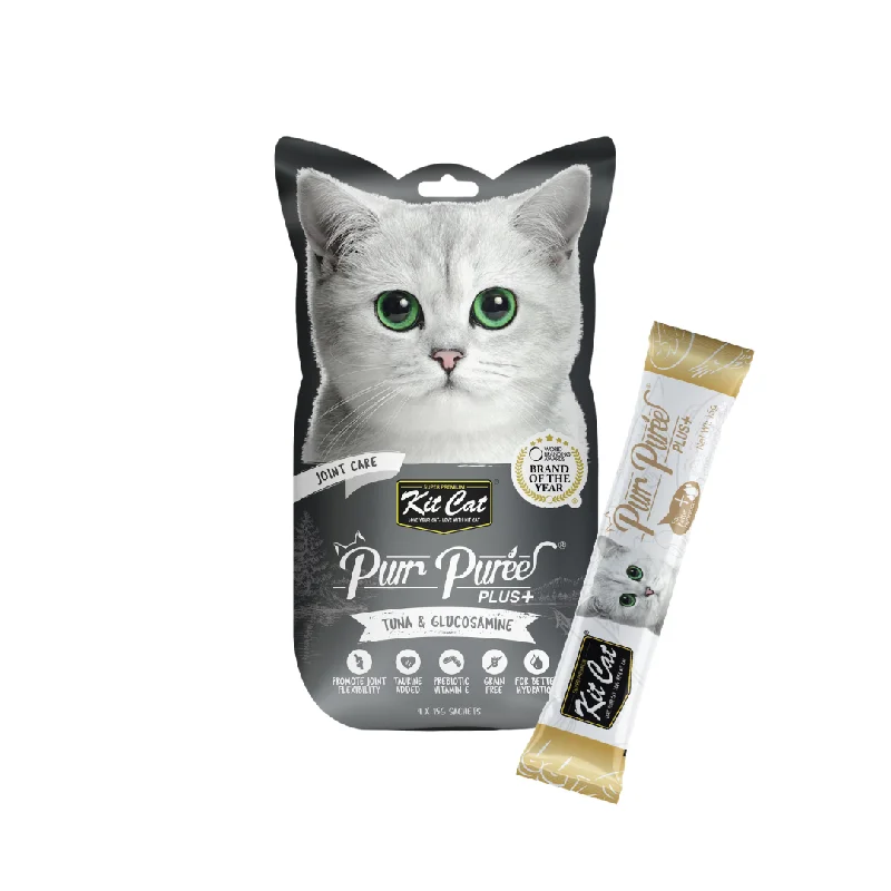    - Recommended online stores for cat food  Kit Cat Purr Puree Plus+ Liquid Cat Treats - Tuna Joint Care (4x15g)