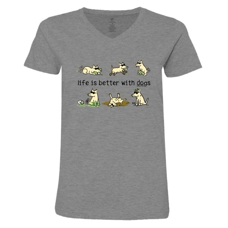  -Anti-scratch sofa protective coverLife Is Better With Dogs - Ladies T-Shirt V-Neck